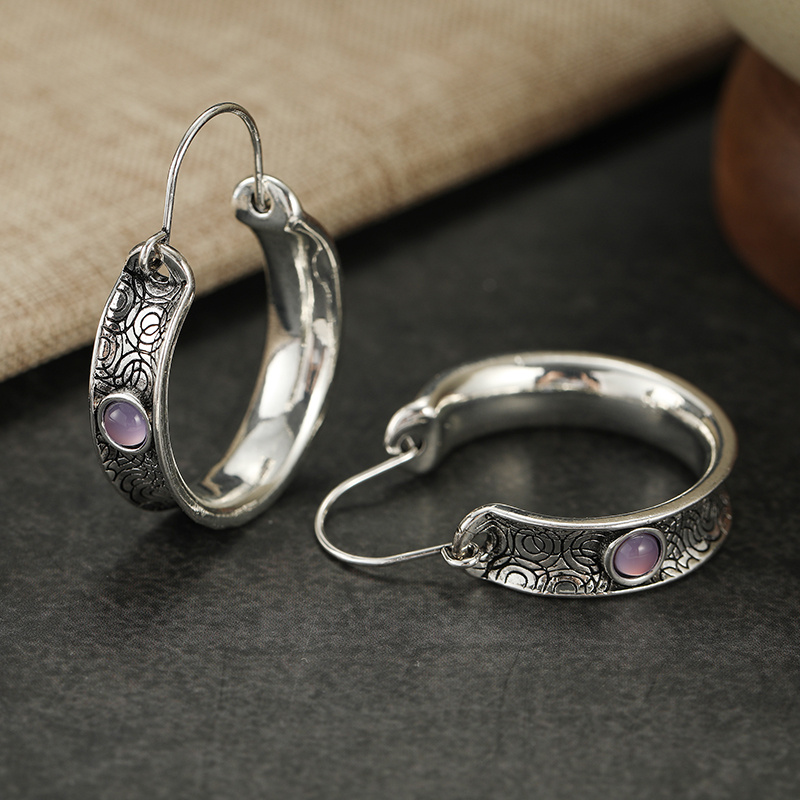 Women's Vintage Silvery C Shape Hoop Earrings